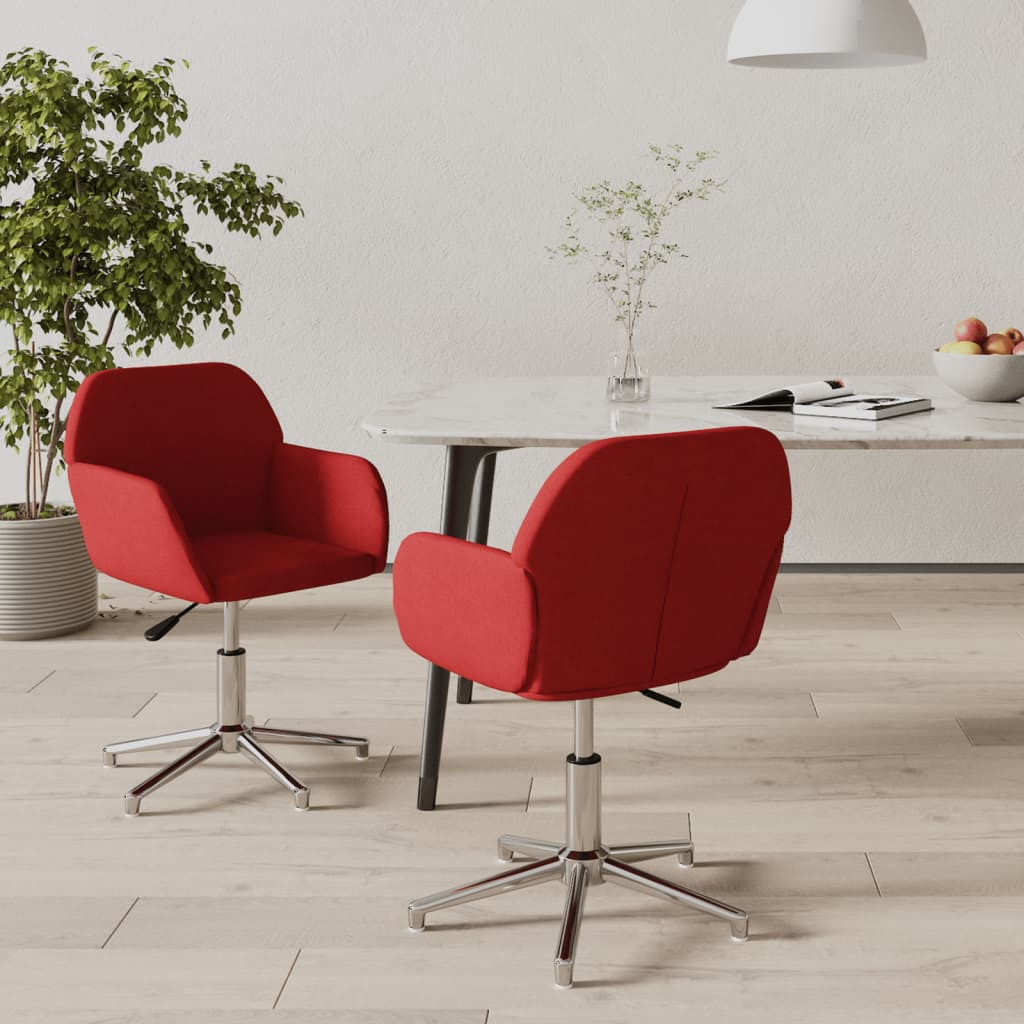 Chaises pivotantes à manger lot de 2 Rouge bordeaux Tissu