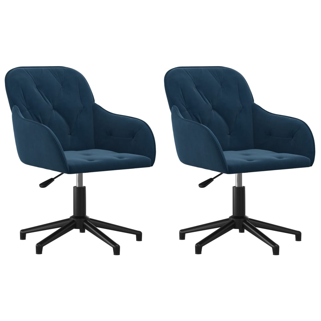 Chaises pivotantes à manger lot de 2 Bleu Velours Chaises de cuisine vidaXL