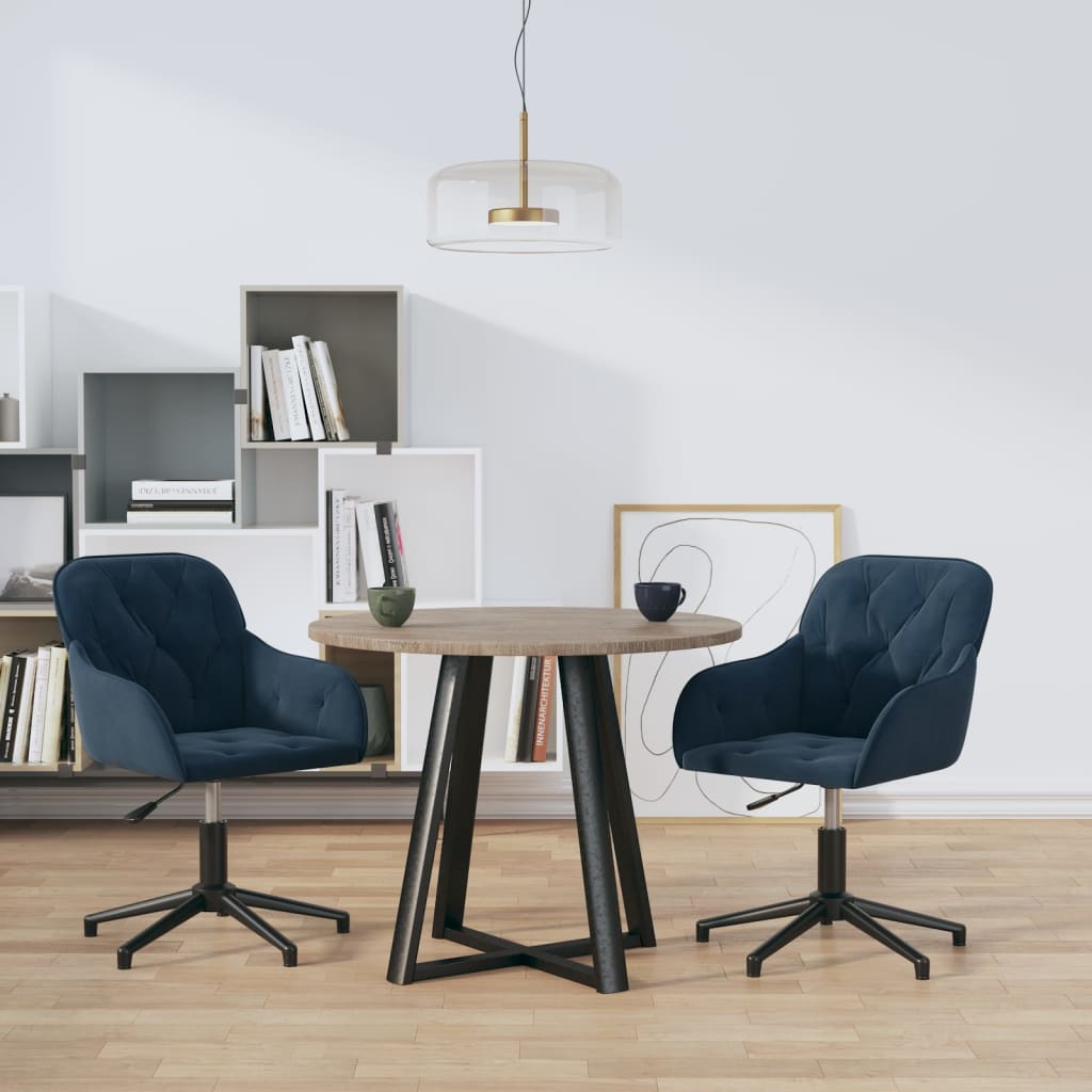 Chaises pivotantes à manger lot de 2 Bleu Velours Chaises de cuisine vidaXL
