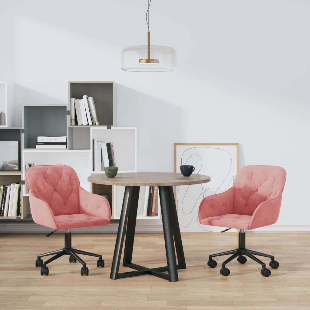 Chaises pivotantes à manger lot de 2 Rose Velours Chaises de cuisine vidaXL