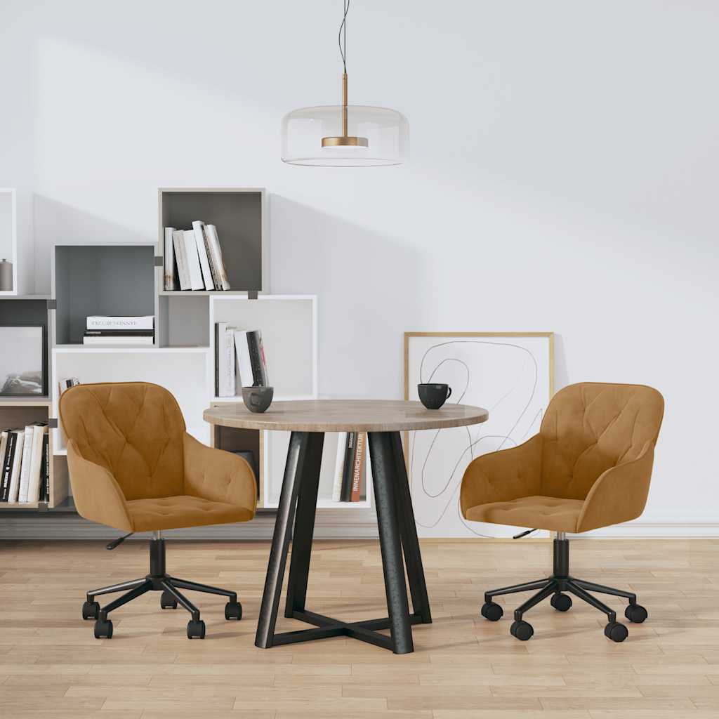 Chaises pivotantes à manger lot de 2 Marron Velours - XIOS