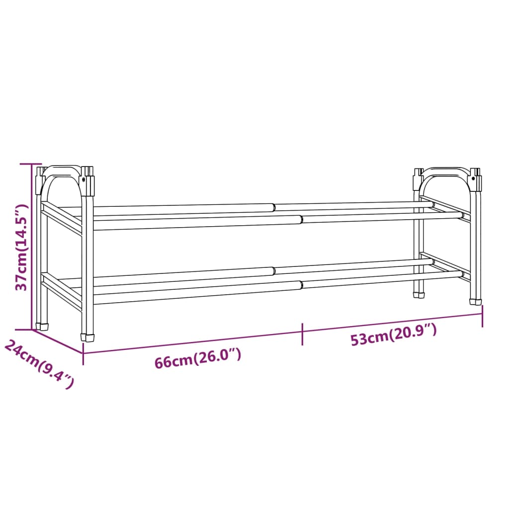Meuble à chaussures extensible avec 2 étagères 119x24x37 cm - XIOS