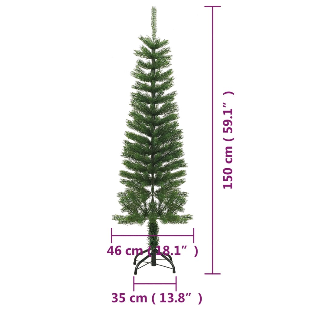 Sapin de Noël artificiel mince avec support 150 cm PE - XIOS