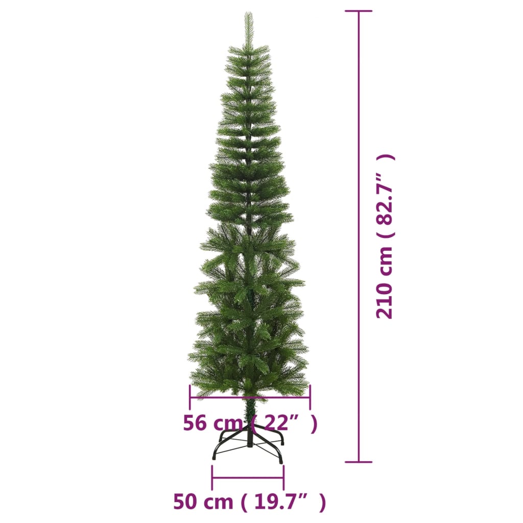 Sapin de Noël artificiel mince avec support 210 cm PE - XIOS
