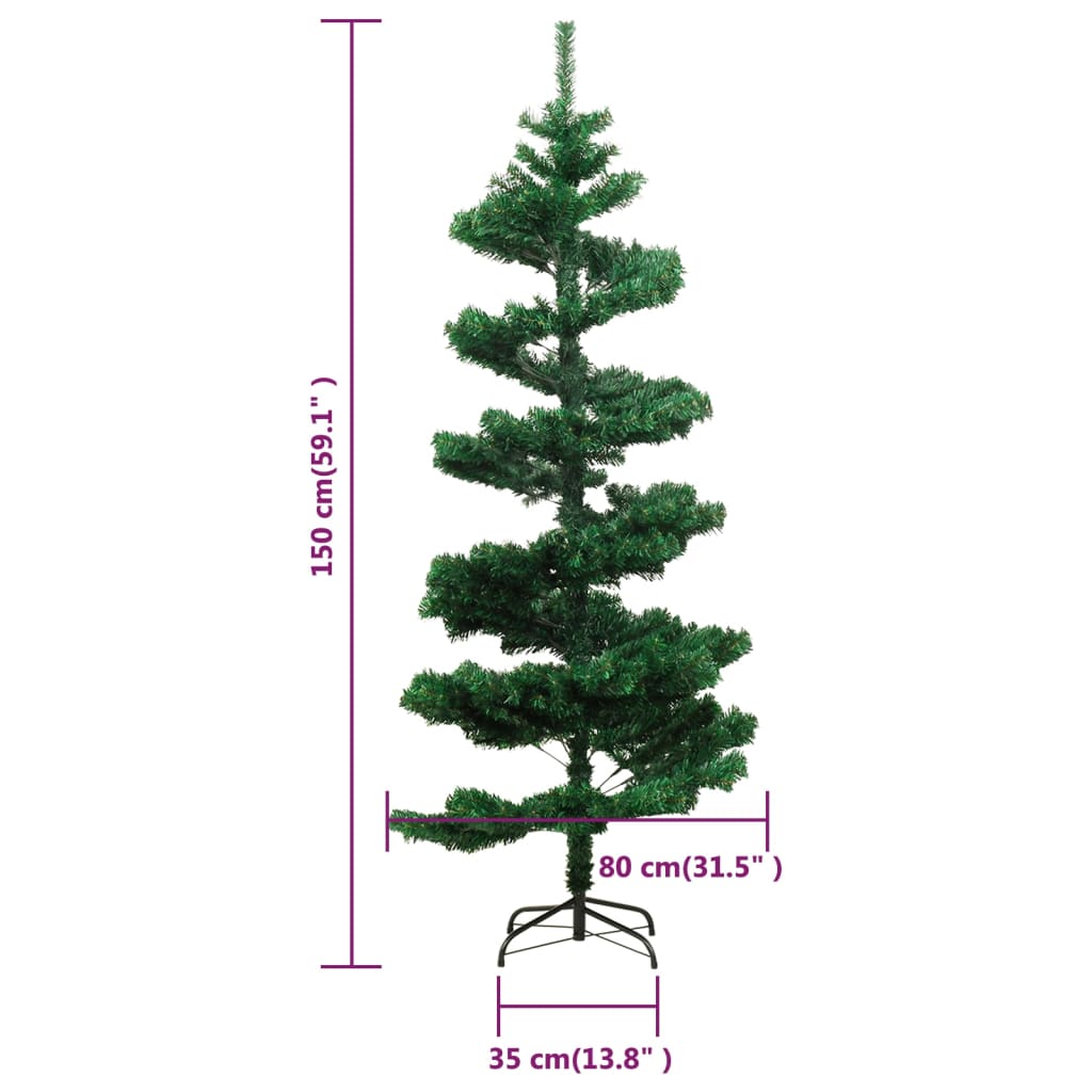 Arbre de Noël hélicoïdal pré-éclairé et support vert 150 cm PVC - XIOS