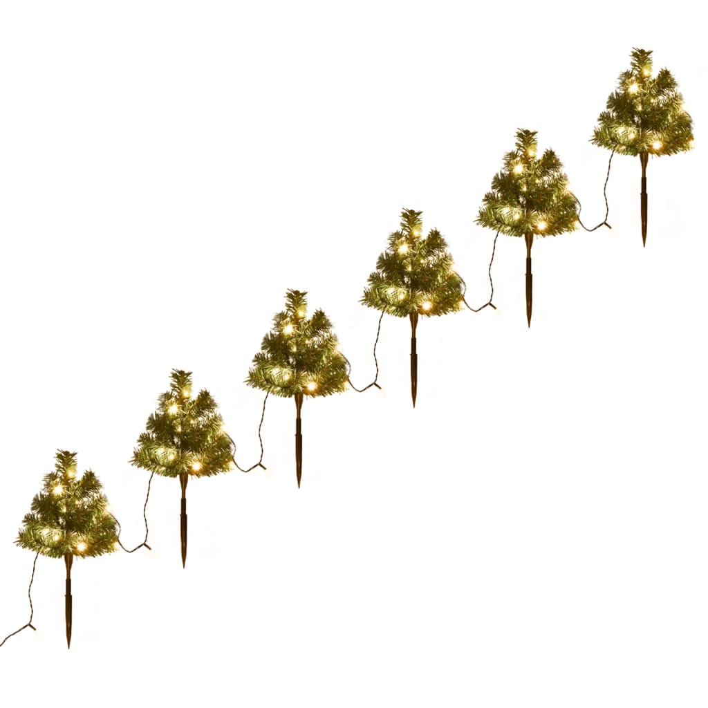 Arbres d'allée de Noël 6 pcs avec LED blanc chaud 45 cm PVC - XIOS