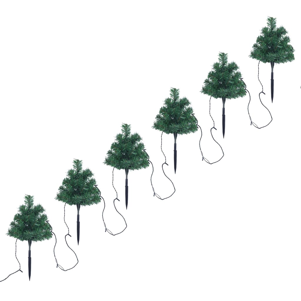 Arbres d'allée de Noël 6 pcs avec LED blanc chaud 45 cm PVC - XIOS