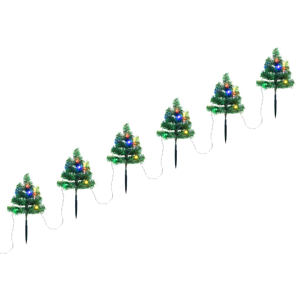 Arbres d'allée de Noël 6 pcs avec LED multicolores 45 cm PVC - XIOS