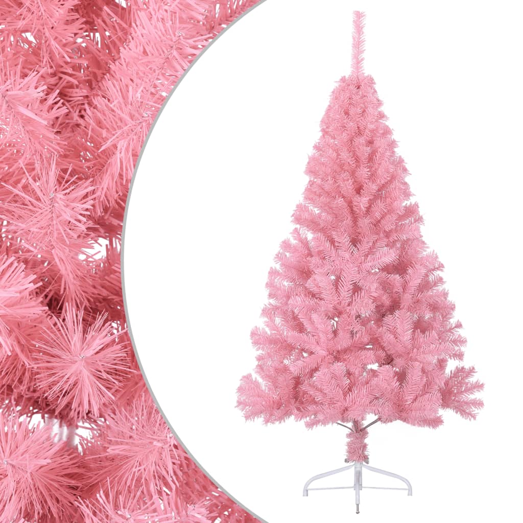 Demi sapin de Noël artificiel avec support Rose 120 cm PVC - XIOS