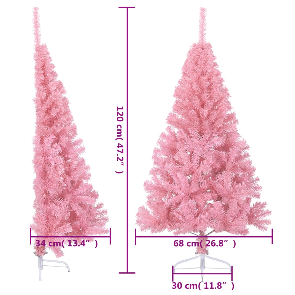 Demi sapin de Noël artificiel avec support Rose 120 cm PVC - XIOS