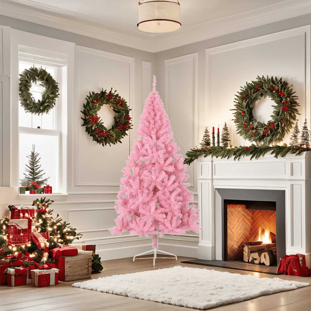 Demi sapin de Noël artificiel avec support Rose 180 cm PVC - XIOS