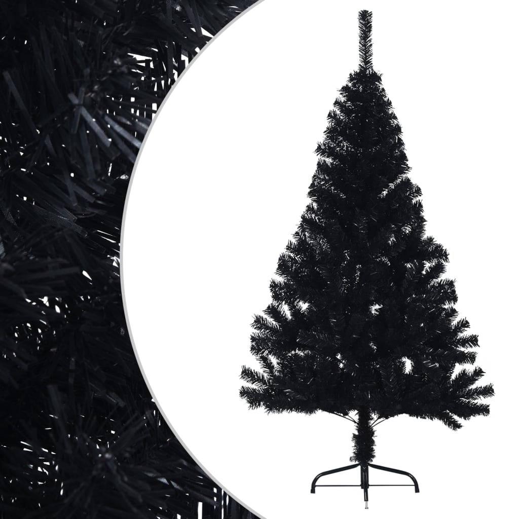 Demi sapin de Noël artificiel avec support Noir 120 cm PVC - XIOS