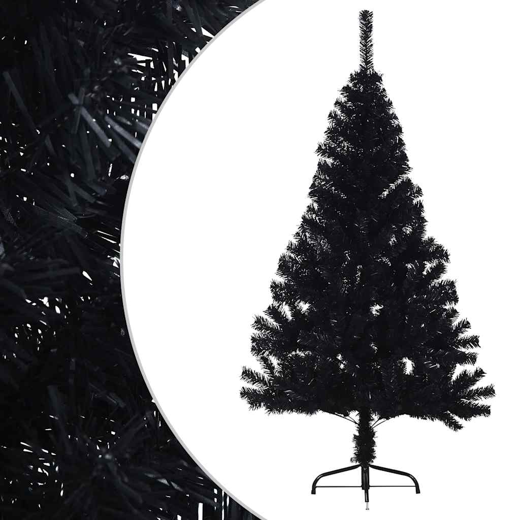 Demi sapin de Noël artificiel avec support Noir 150 cm PVC - XIOS