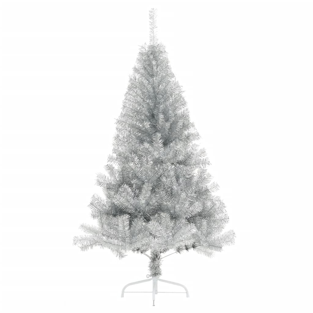 Demi sapin de Noël artificiel avec support argenté 120 cm PET - XIOS