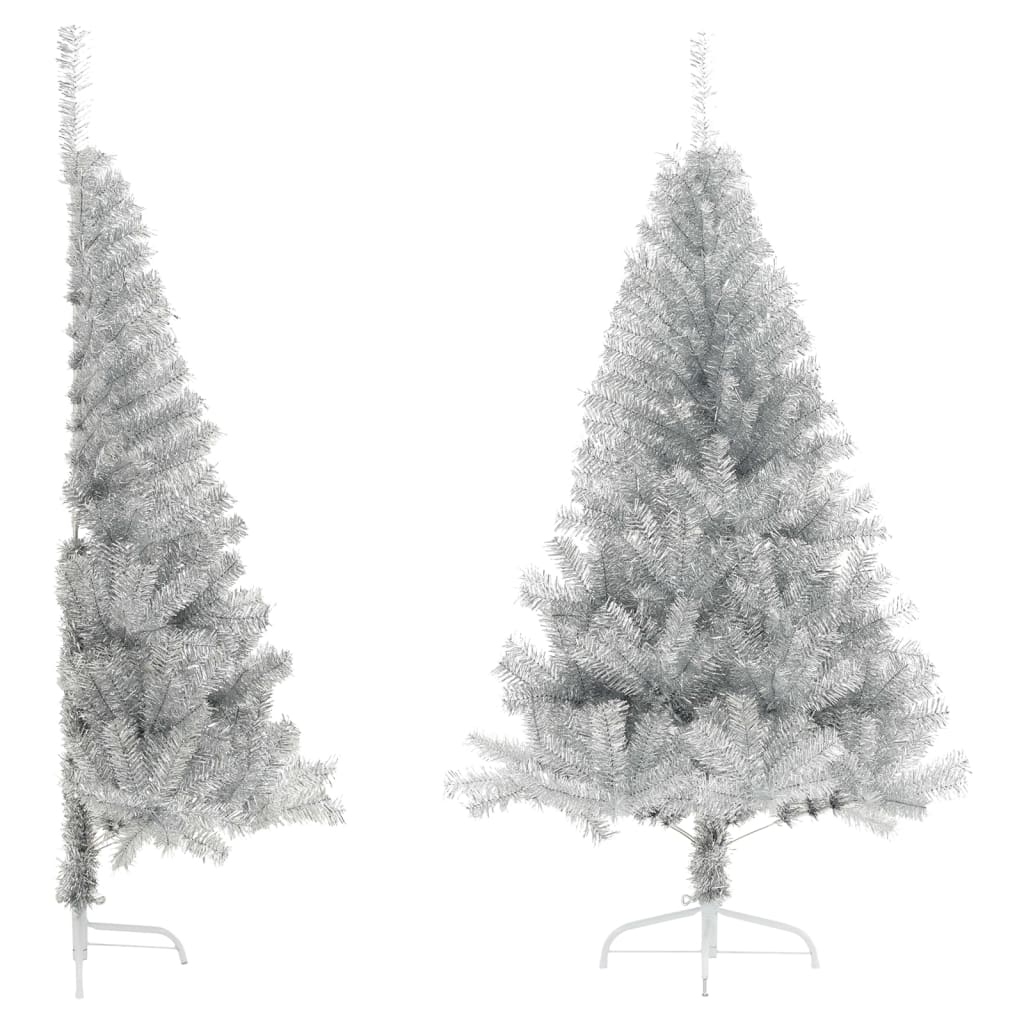 Demi sapin de Noël artificiel avec support argenté 150 cm PET - XIOS