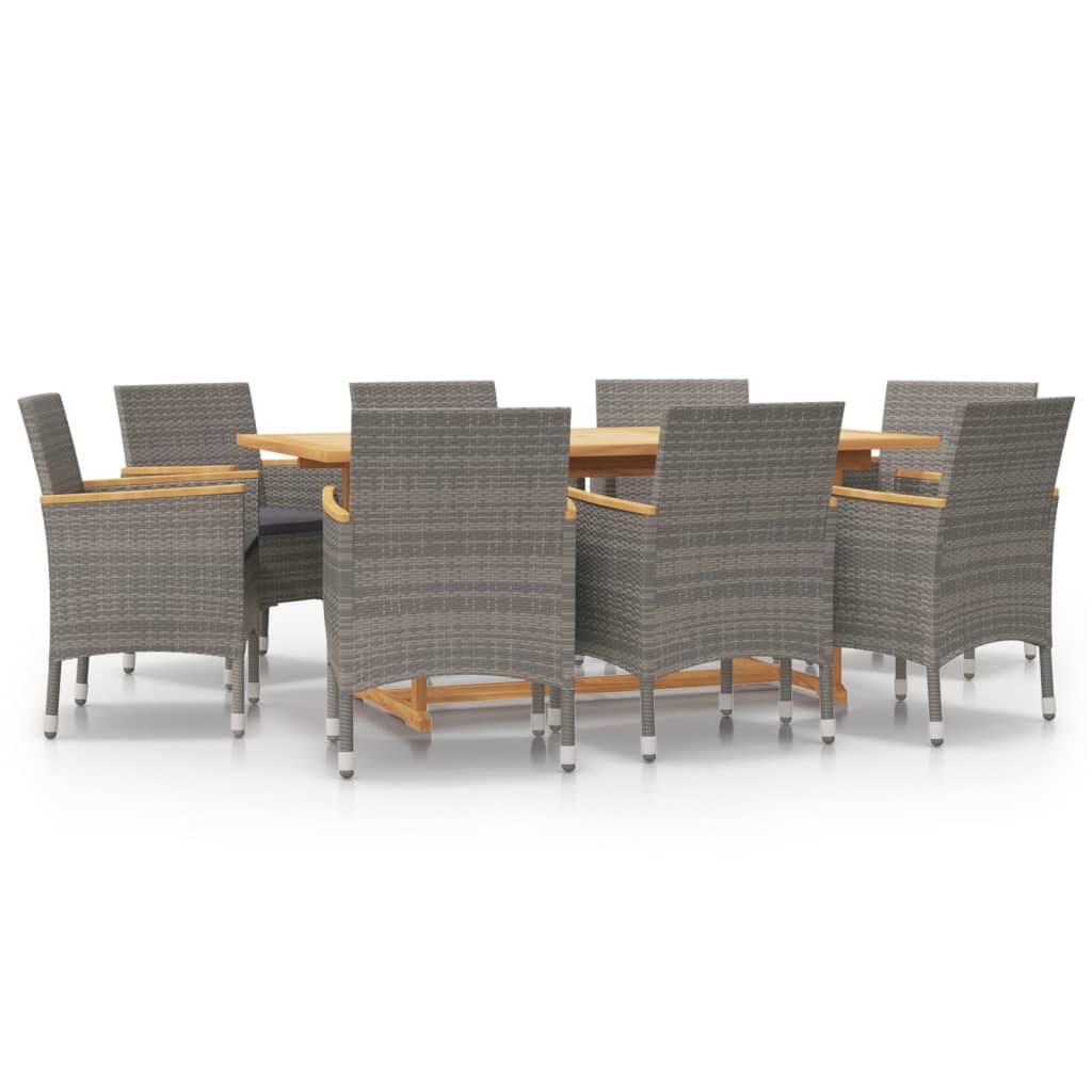 Ensemble à manger de jardin 9 pcs avec coussins Gris - XIOS