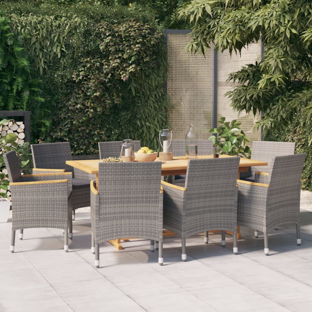 Ensemble à manger de jardin 9 pcs avec coussins Gris - XIOS