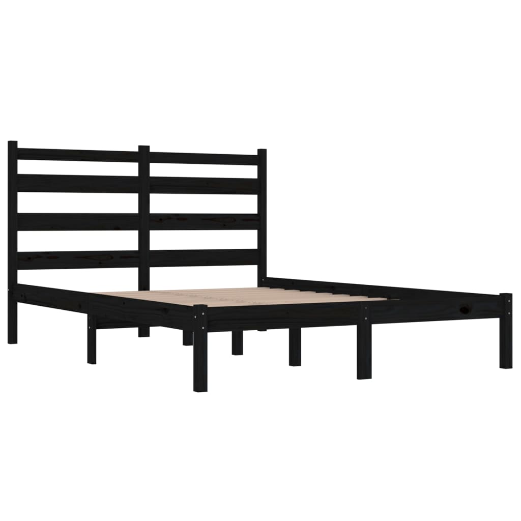 Cadre de lit sans matelas noir bois massif 140x190 cm - XIOS