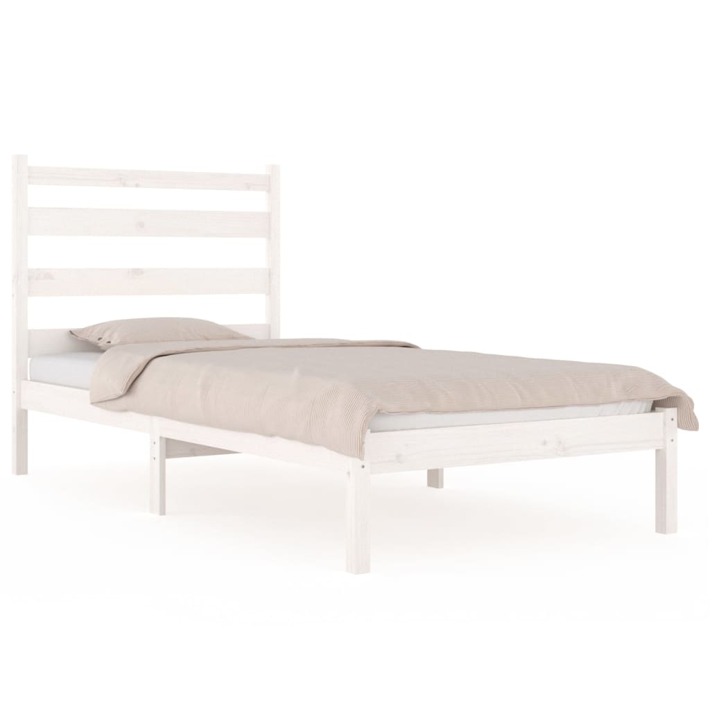 Cadre de lit sans matelas blanc bois massif 100x200 cm - XIOS