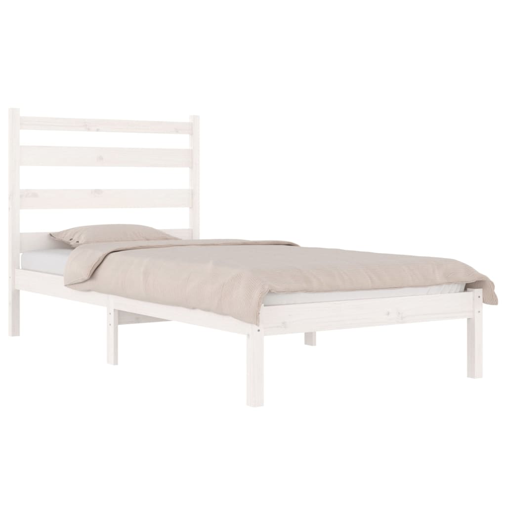 Cadre de lit sans matelas blanc bois massif 100x200 cm - XIOS