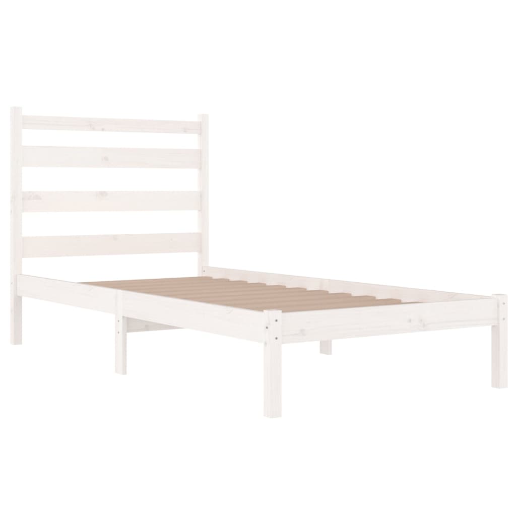 Cadre de lit sans matelas blanc bois massif 100x200 cm - XIOS