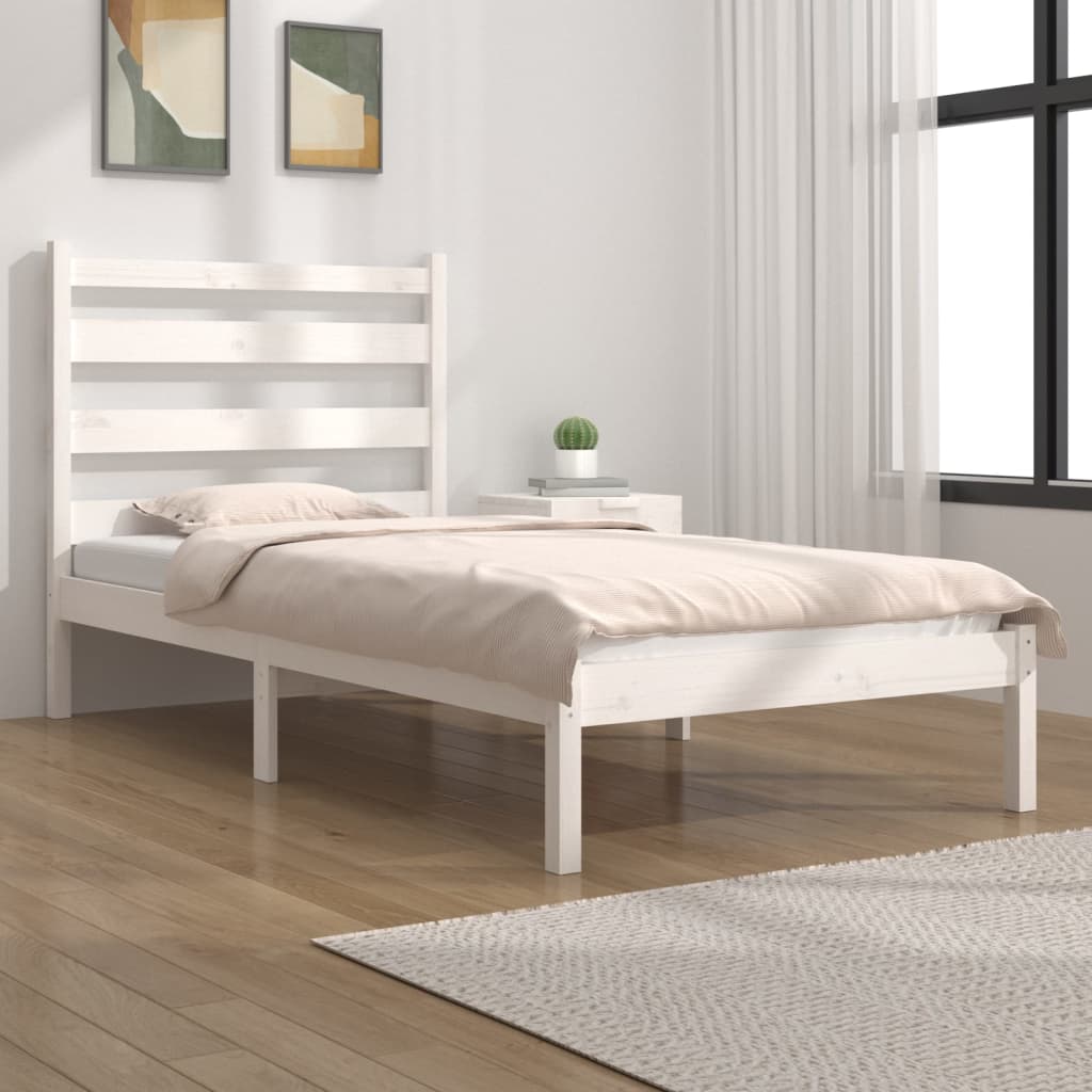Cadre de lit sans matelas blanc bois massif 100x200 cm - XIOS