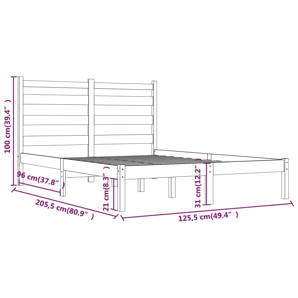Cadre de lit sans matelas bois massif 120x200 cm - XIOS