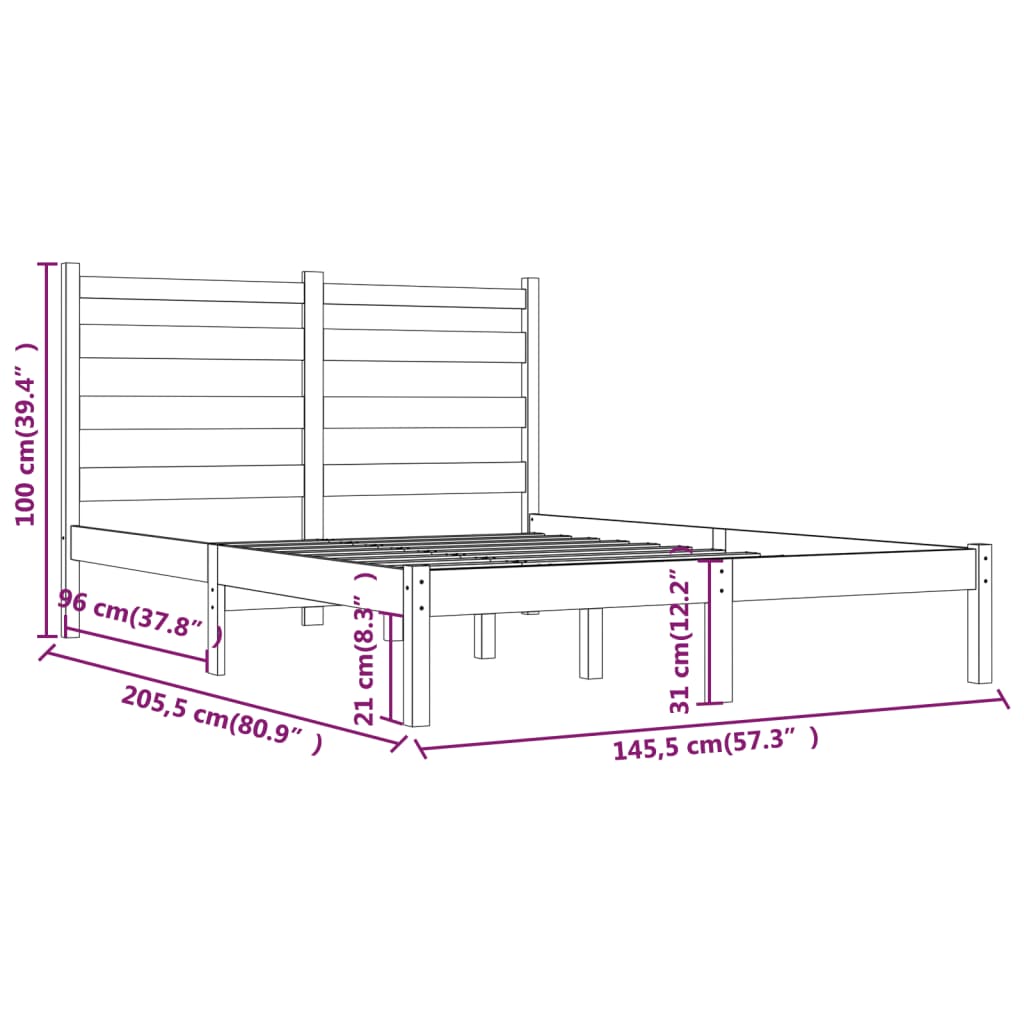 Cadre de lit sans matelas bois massif 140x200 cm - XIOS