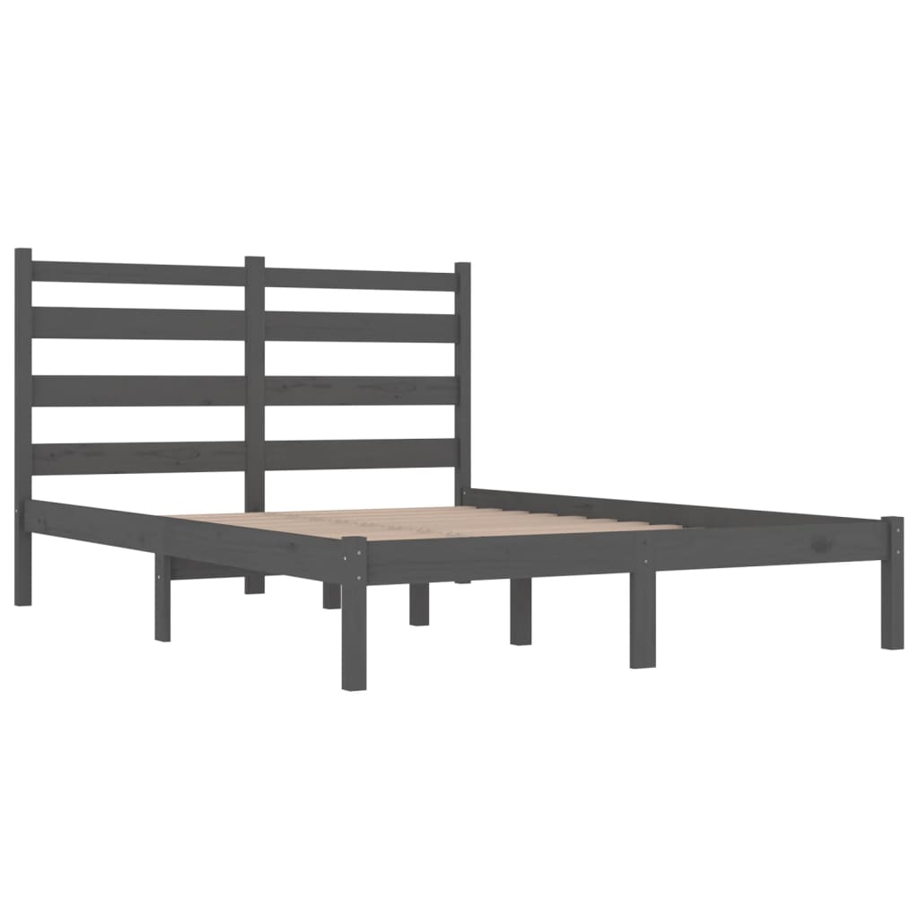 Cadre de lit sans matelas gris bois massif 200x200 cm - XIOS