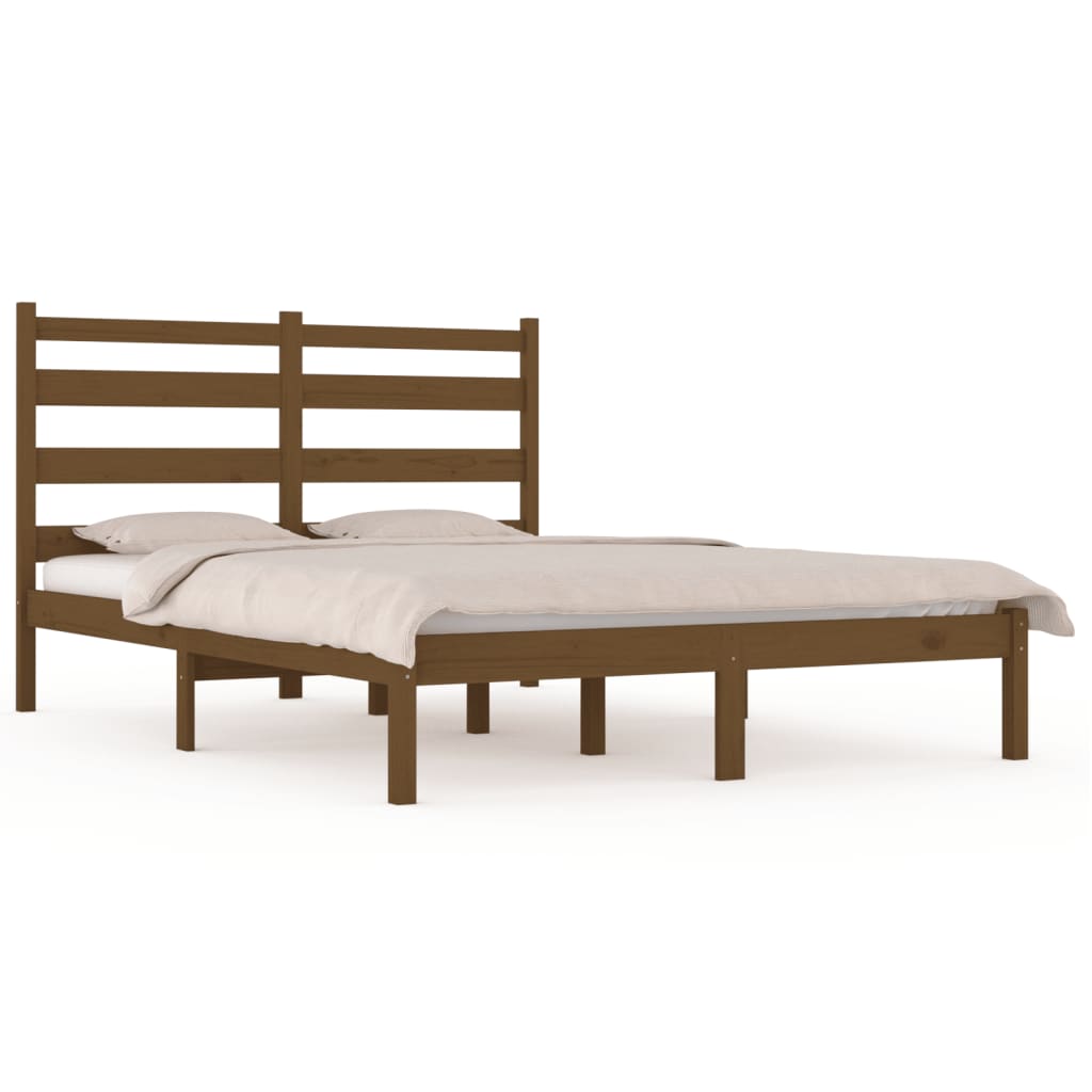 Cadre de lit sans matelas marron miel bois massif 200x200 cm - XIOS