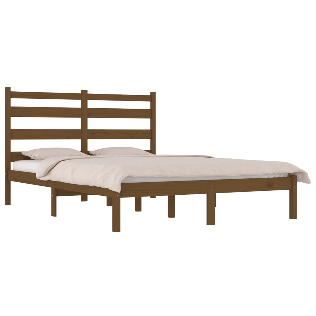 Cadre de lit sans matelas marron miel bois massif 200x200 cm - XIOS