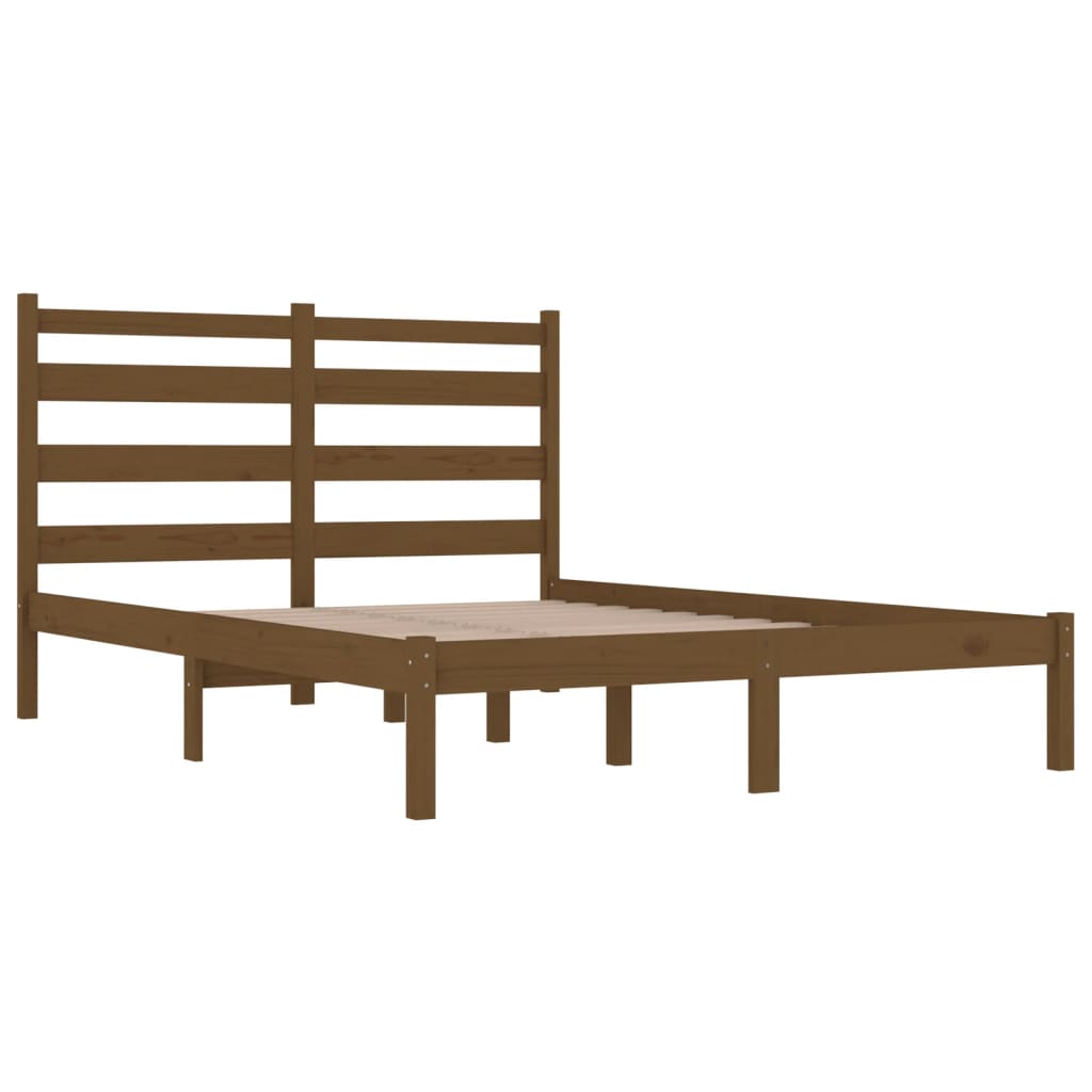 Cadre de lit sans matelas marron miel bois massif 200x200 cm - XIOS