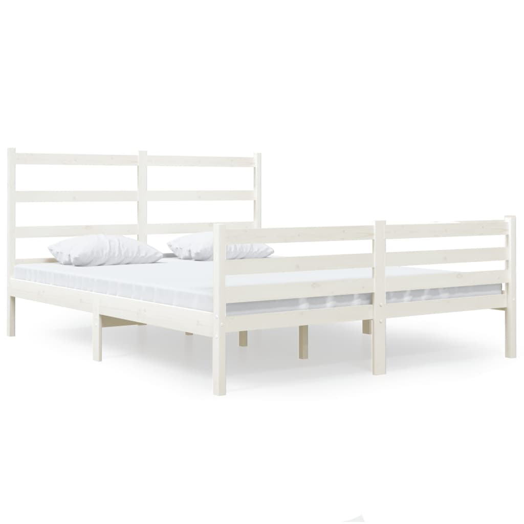 Cadre de lit sans matelas blanc bois massif - XIOS
