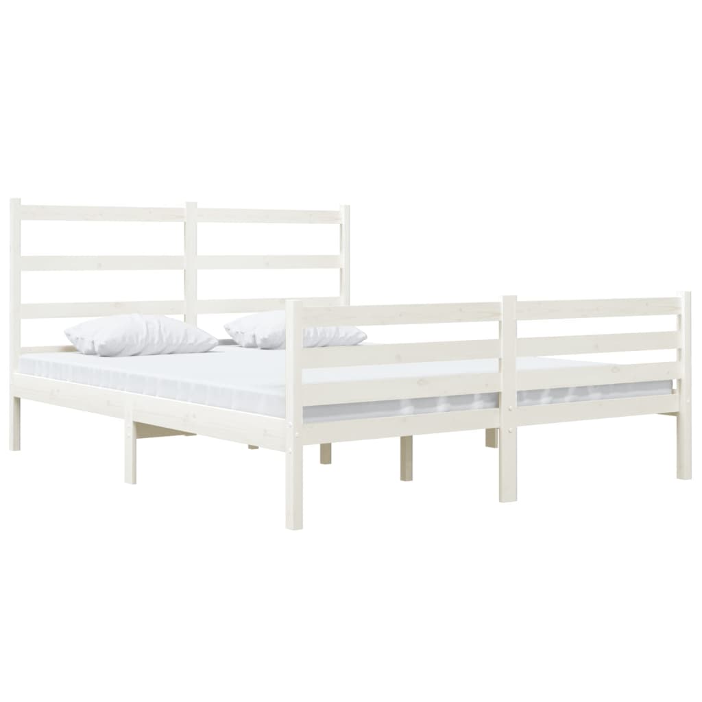 Cadre de lit sans matelas blanc bois massif - XIOS