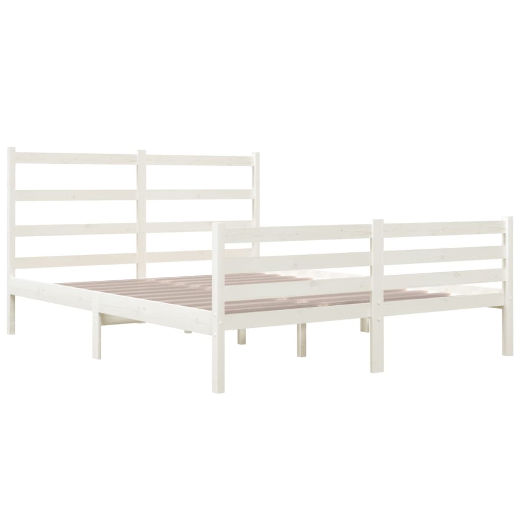 Cadre de lit sans matelas blanc bois massif - XIOS