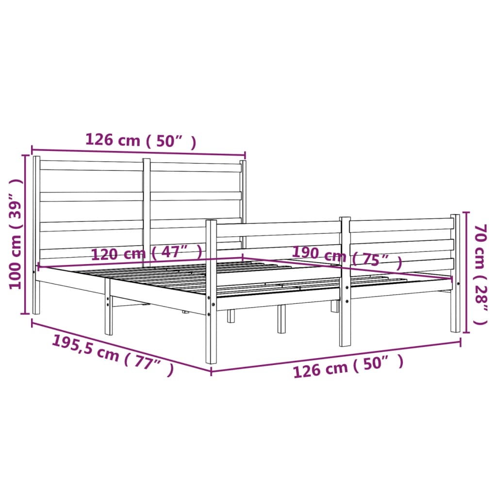 Cadre de lit sans matelas blanc bois massif - XIOS