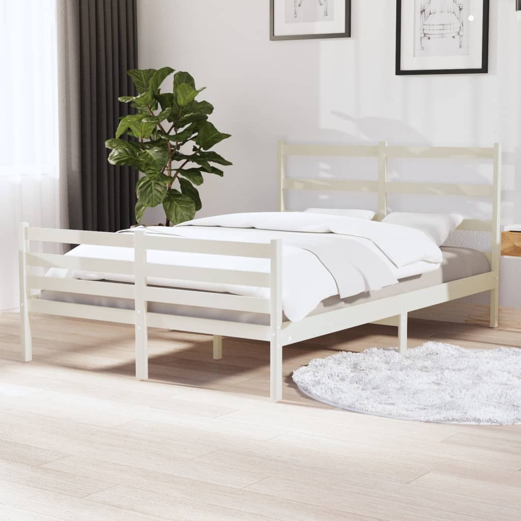 Cadre de lit sans matelas blanc bois massif - XIOS