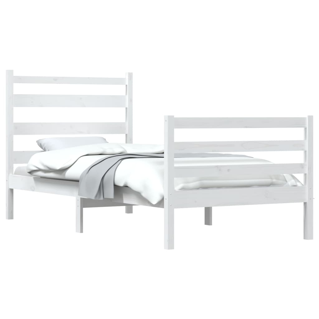 Cadre de lit sans matelas bois de pin massif 100x200 cm blanc - XIOS
