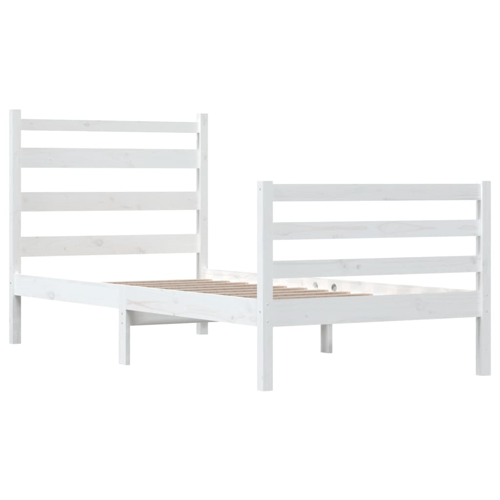 Cadre de lit sans matelas bois de pin massif 100x200 cm blanc - XIOS