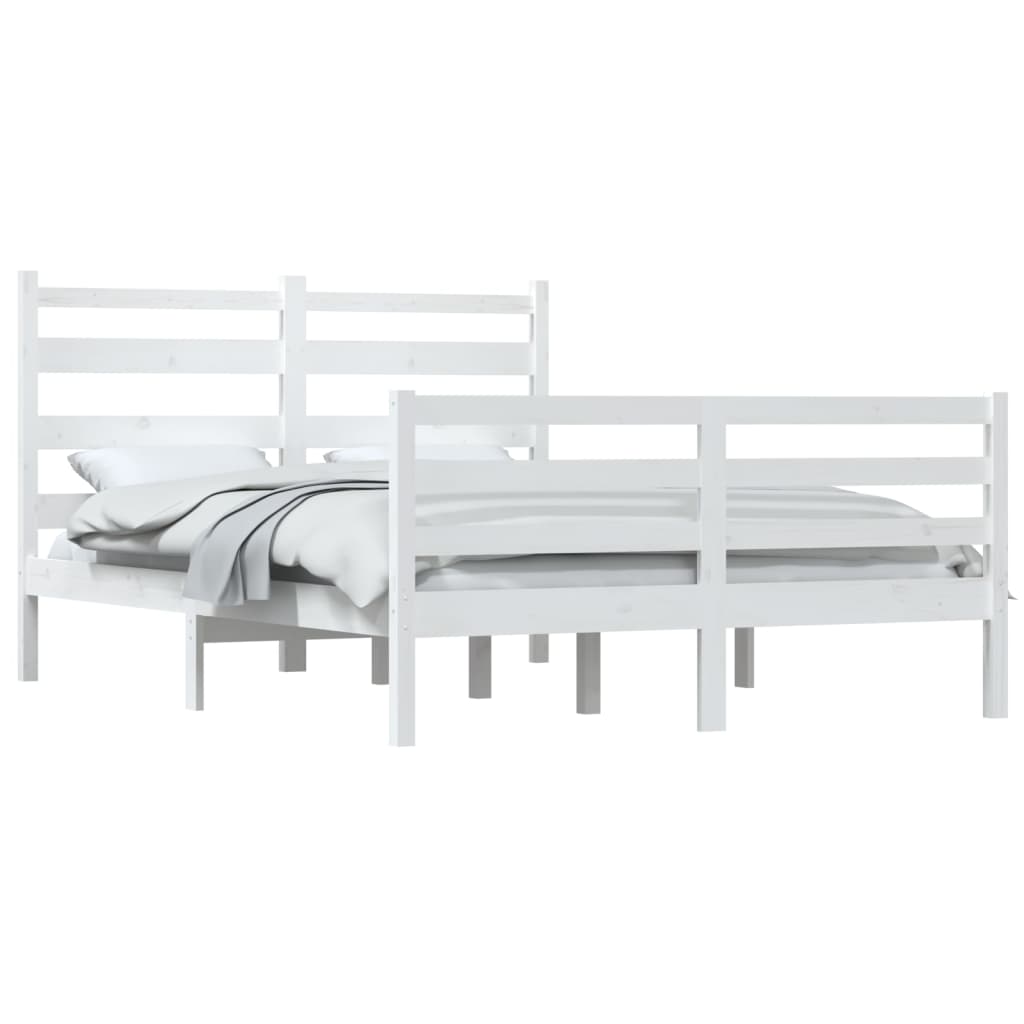 Cadre de lit sans matelas bois de pin massif 120x200 cm blanc - XIOS