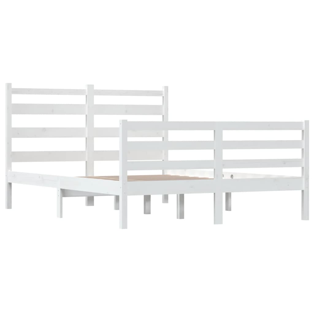 Cadre de lit sans matelas bois de pin massif 120x200 cm blanc - XIOS