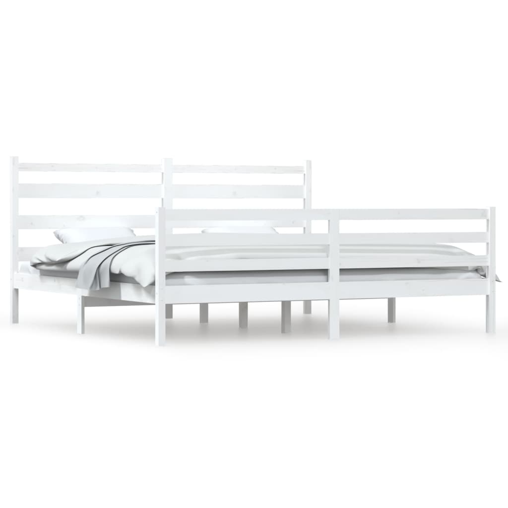 Cadre de lit sans matelas bois massif de pin 200x200 cm blanc - XIOS