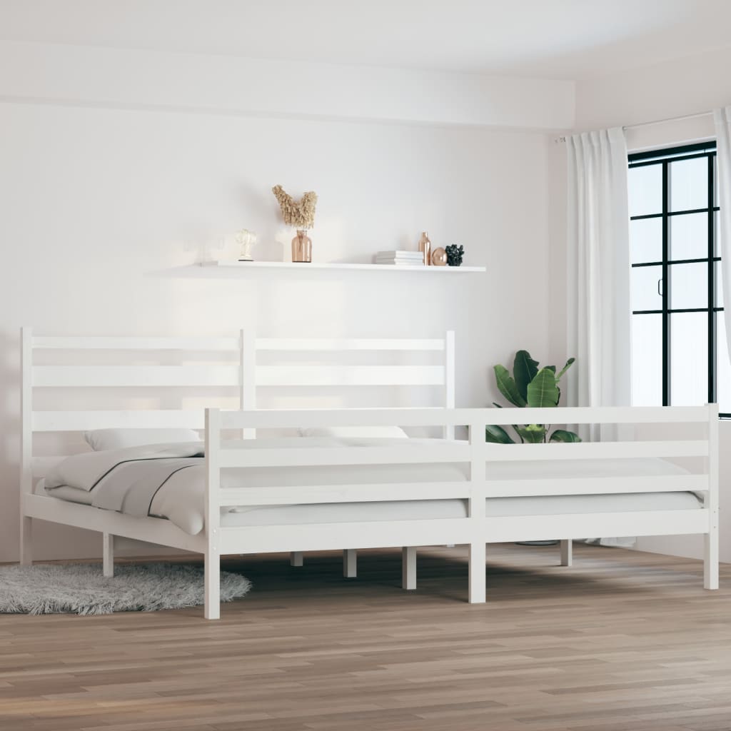 Cadre de lit sans matelas bois massif de pin 200x200 cm blanc - XIOS