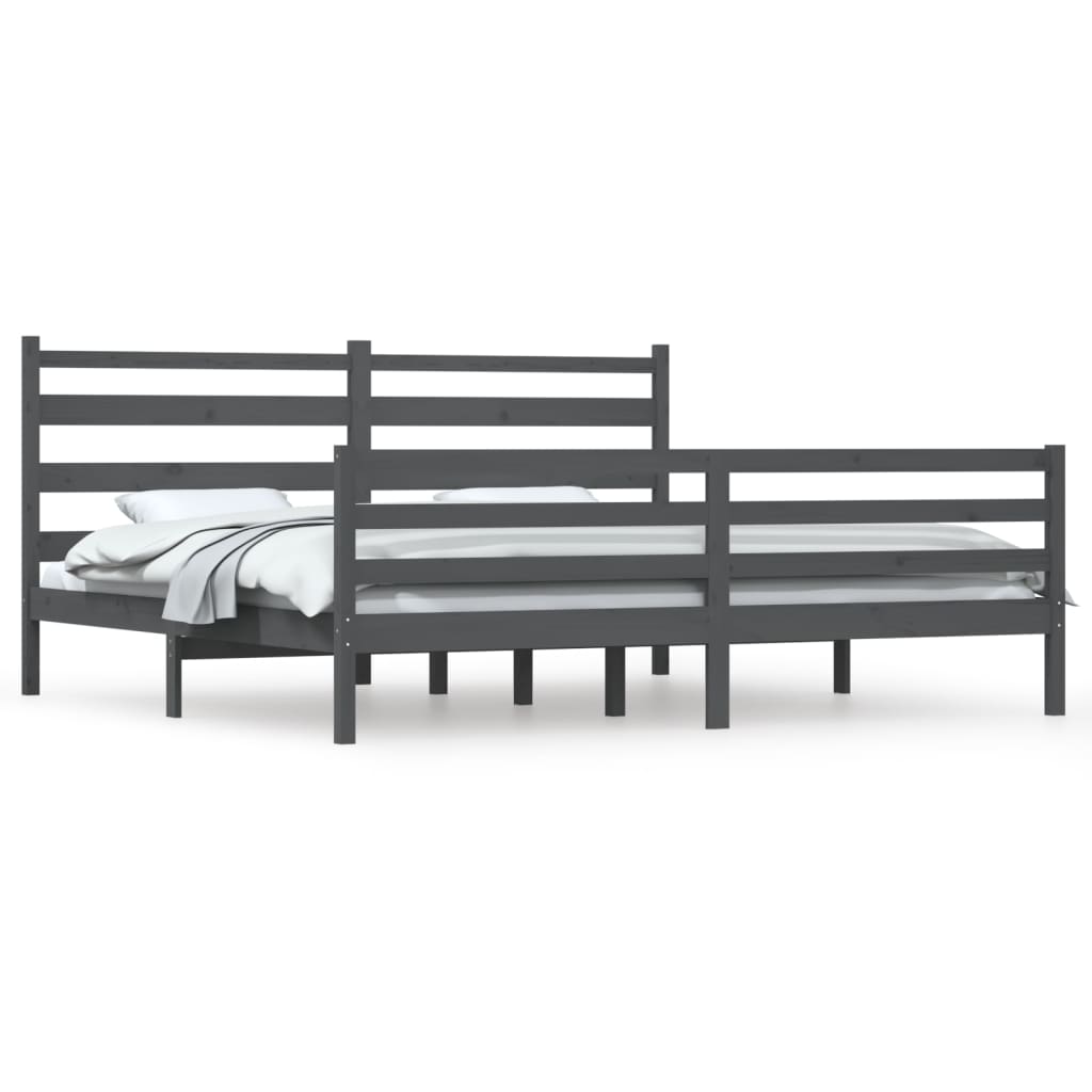 Cadre de lit sans matelas bois massif de pin 200x200 cm gris - XIOS