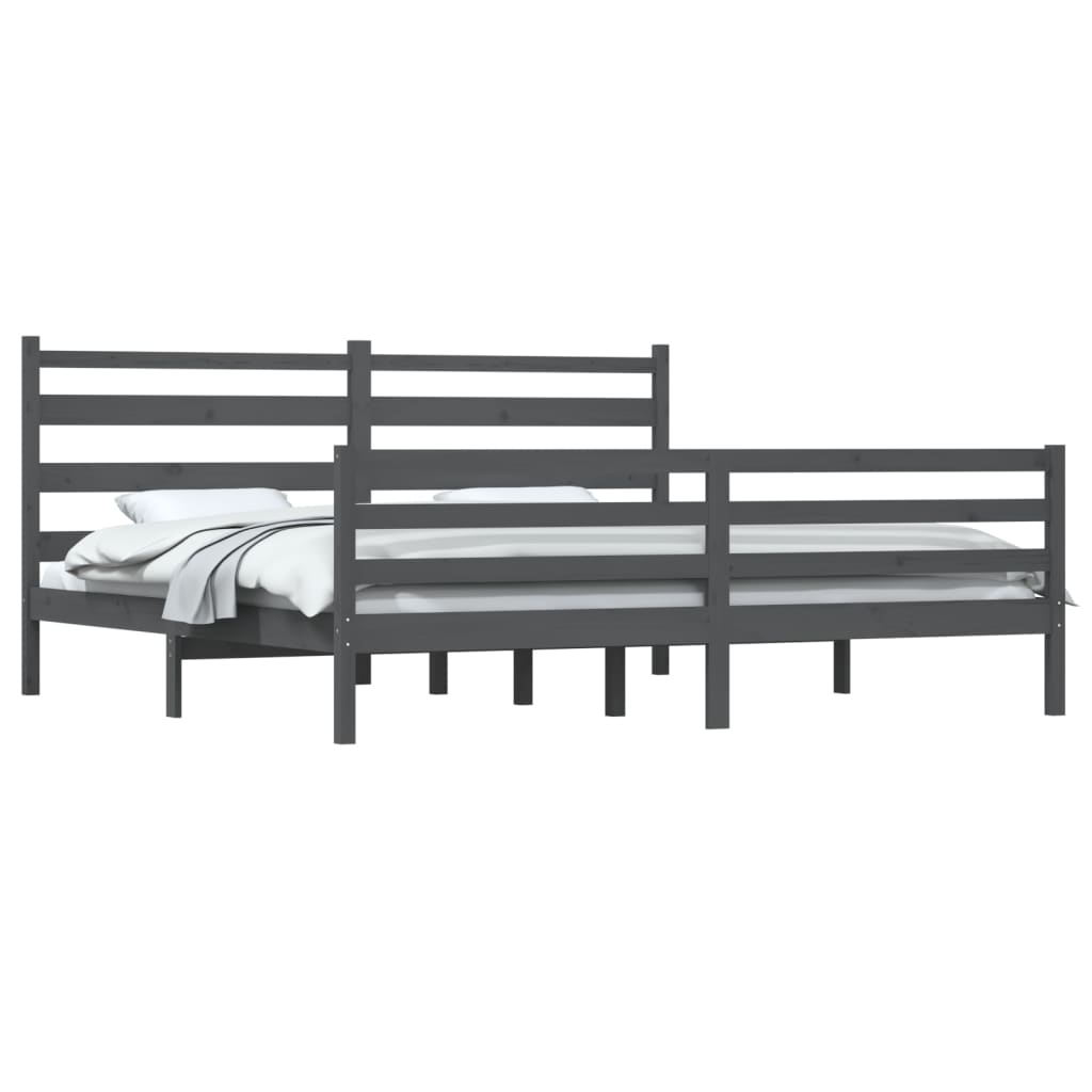 Cadre de lit sans matelas bois massif de pin 200x200 cm gris - XIOS