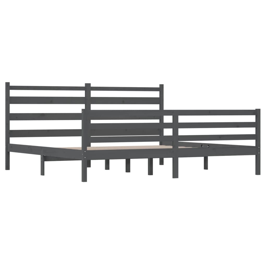 Cadre de lit sans matelas bois massif de pin 200x200 cm gris - XIOS