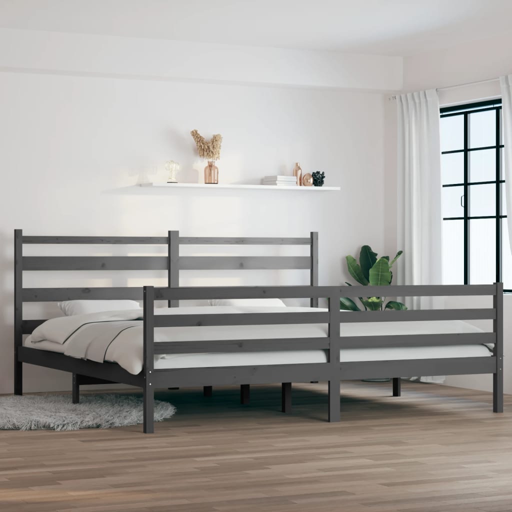 Cadre de lit sans matelas bois massif de pin 200x200 cm gris - XIOS
