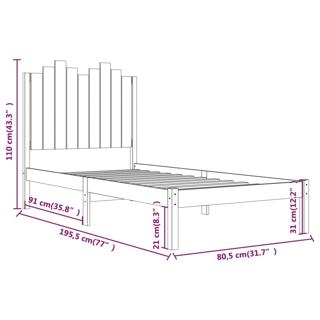 Cadre de lit sans matelas bois massif - XIOS