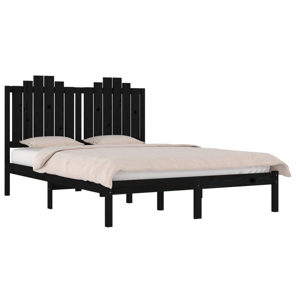 Cadre de lit sans matelas noir bois massif 200x200 cm - XIOS