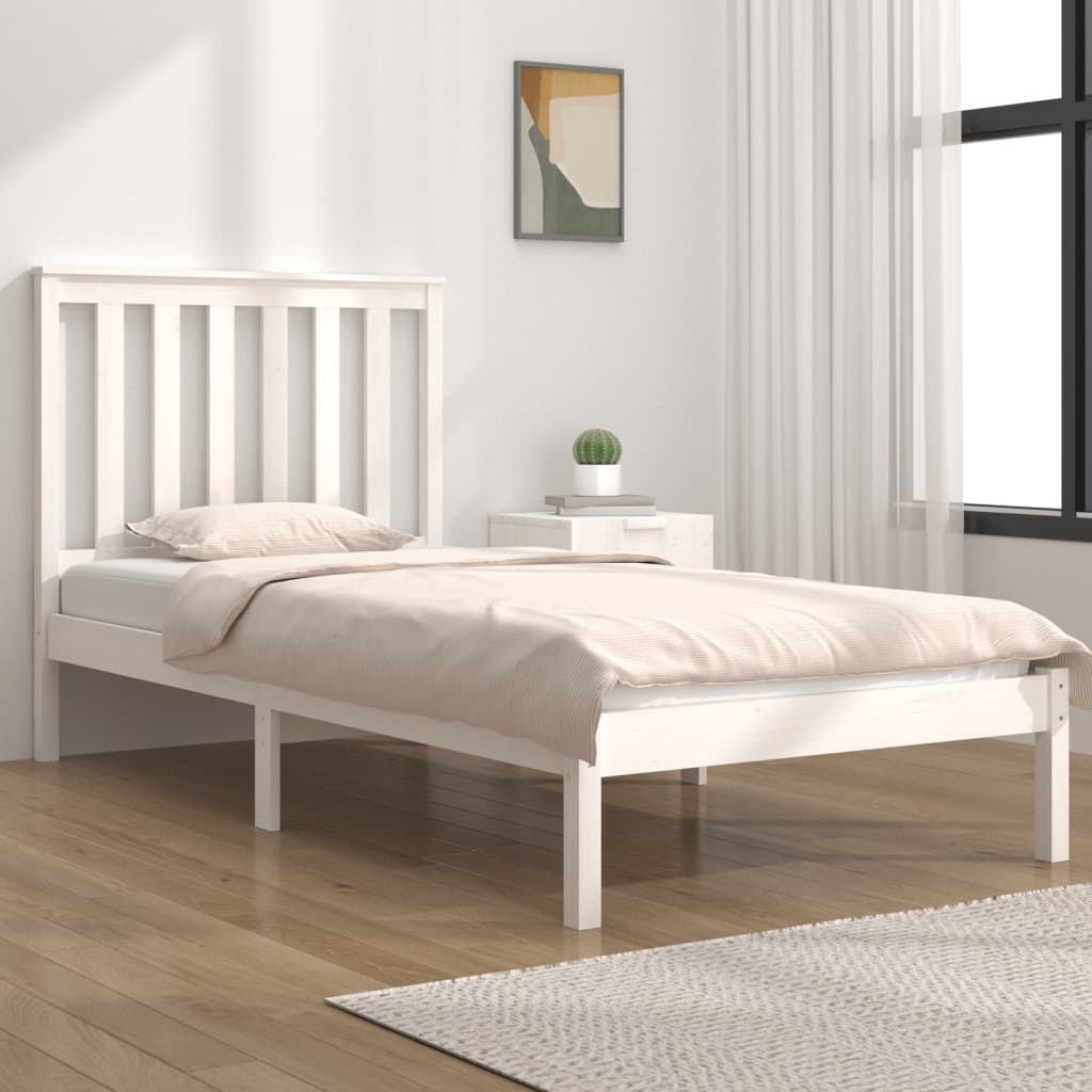Cadre de lit sans matelas blanc bois massif - XIOS